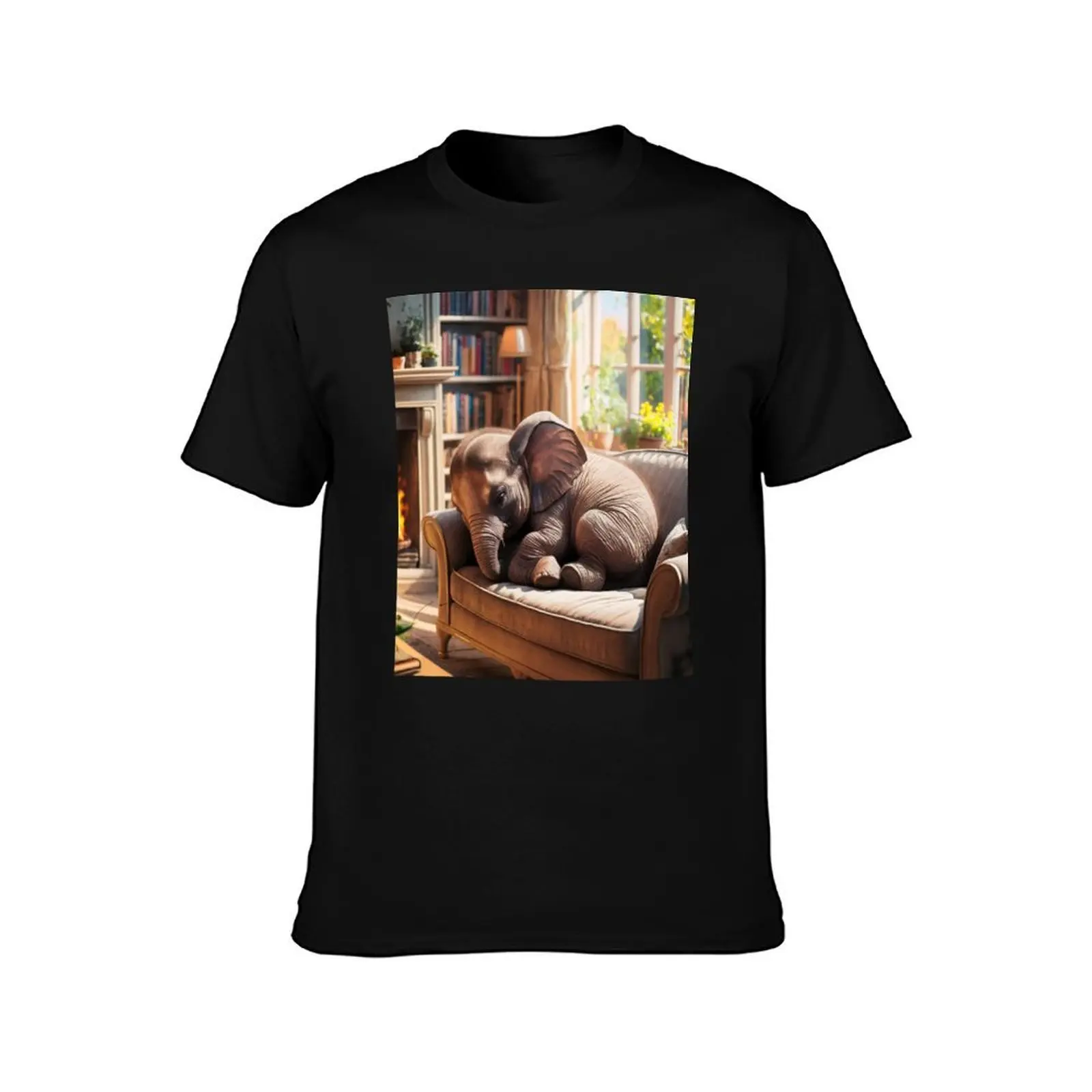 Elephant Portrait. resting elephant T-Shirt Basic Simple Casual Short Sleeve Tee T-Shirt