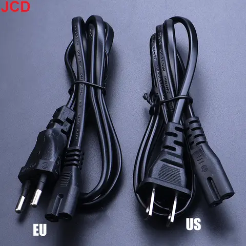JCD 1pc EU US AC Power Cable 2 Pin IEC C7 Power Extension Wire Cord For PS2 PS3 Slim PS4 PS5 PSP PSV For CD Player Laptop Radio