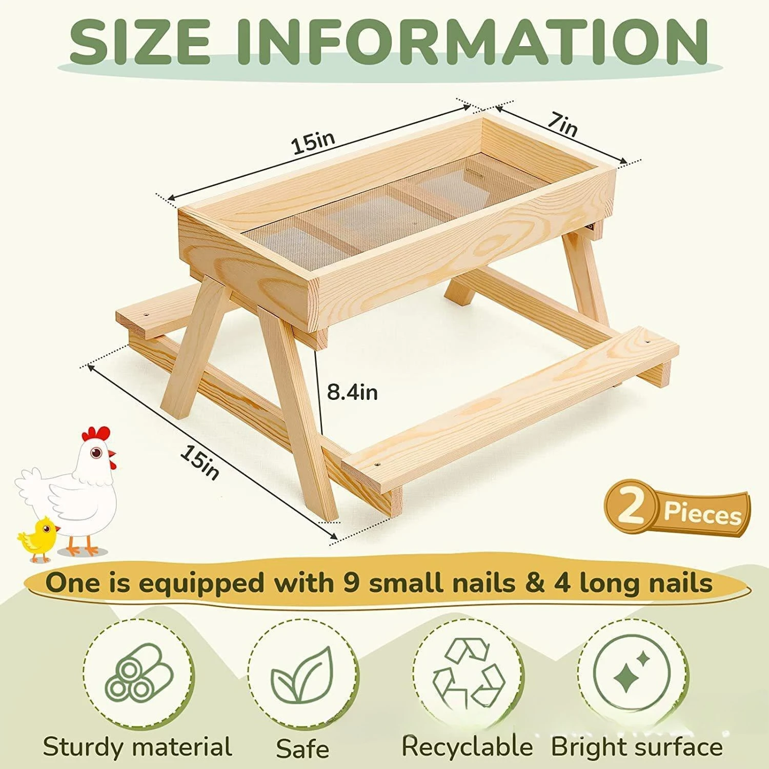 Lawn Chicken Mallard Duck Feeder Wooden Dining Table Feeder