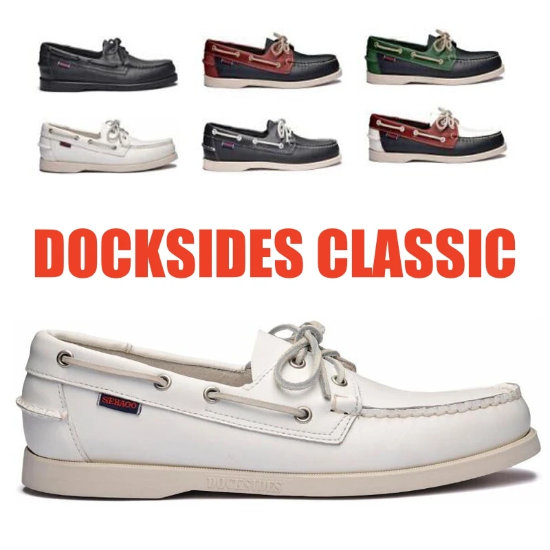 

Sebago Men Genuine Leather Driving Shoes,Docksides Classic Boat Shoe,Brand Design Flats Loafers For Men Women AB242