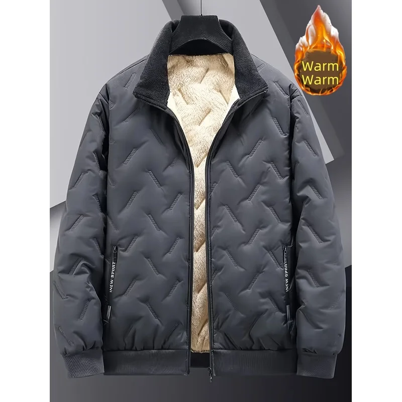 Men Jackets Man Fleece Jacket Stand Collar Zipper Pocket Top Open Lined Jacket Luxury Brand Clothes Winter Air Jumper