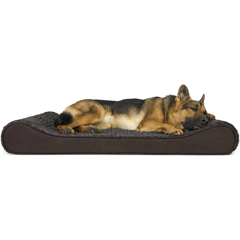 

Orthopedic Dog Bed for Large Dogs w/ Removable Washable Cover, For Dogs Up to 75 lbs - Ultra Plush Faux Fur & Suede Luxe