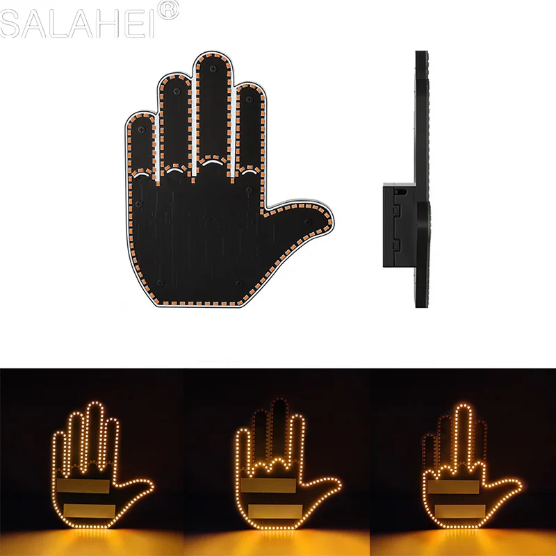 

Car Finger Light With Remote Road Rage Signs Middle Finger Gesture Hand Lamp Warning Lights Fun LED Illuminated Gesture Light