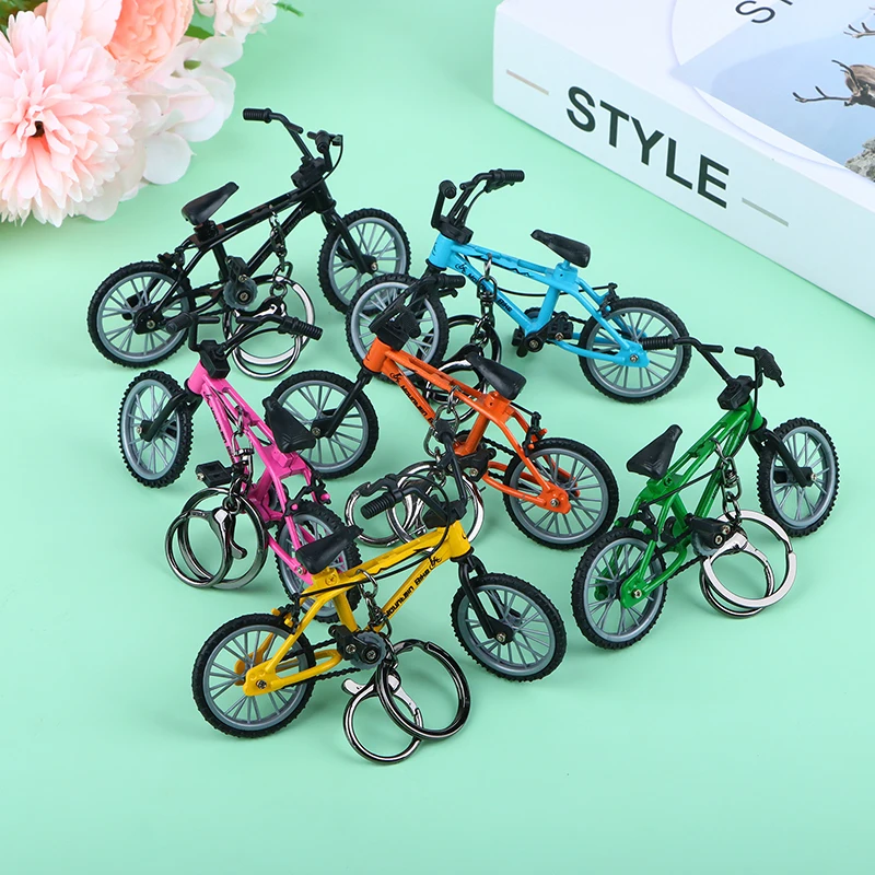 Criativo Mini Liga De Bicicleta Chaveiro, Pingente De Metal Diecast, Dedo Mountain Bike, Pingente De Saco, Chaveiro Presente Do Brinquedo, Anel Chave