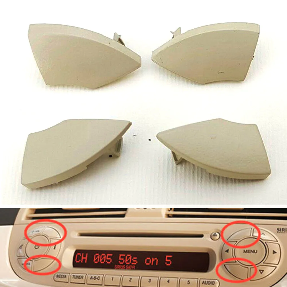 4 X Car Radio Cd Buttons Trim Mold Cover For Fiat 500 Radio From 2008 Onwards Removal Automobile Decoration