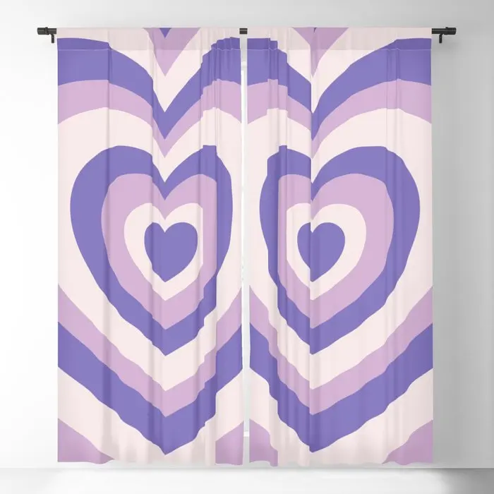 

Retro Hearts - Pastel Purple Blackout Curtains 3D Print Window Curtains For Bedroom Living Room Decor Window Treatments