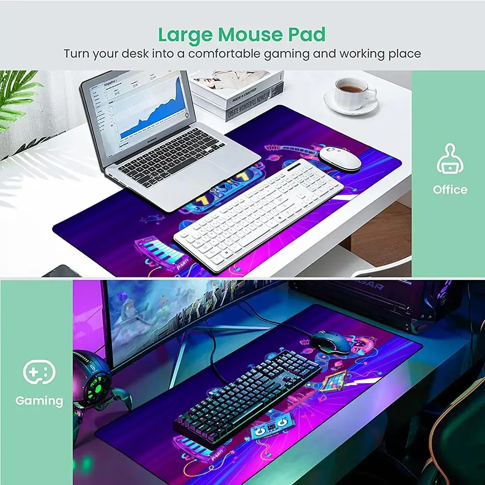 Cyber DJ turntable large Mouse Pad DJ Cat Creative Design Desk Mat Gaming pad Non-Slip Stitched Edge desk accessories mouse mat