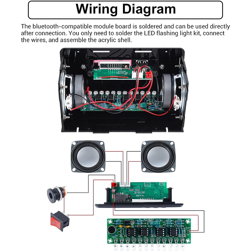 DIY Bluetooth-Compatible Speaker Kit LED FM Radio USB Mini Home Sound Amplifier with Digital Display Soldering Project Practice