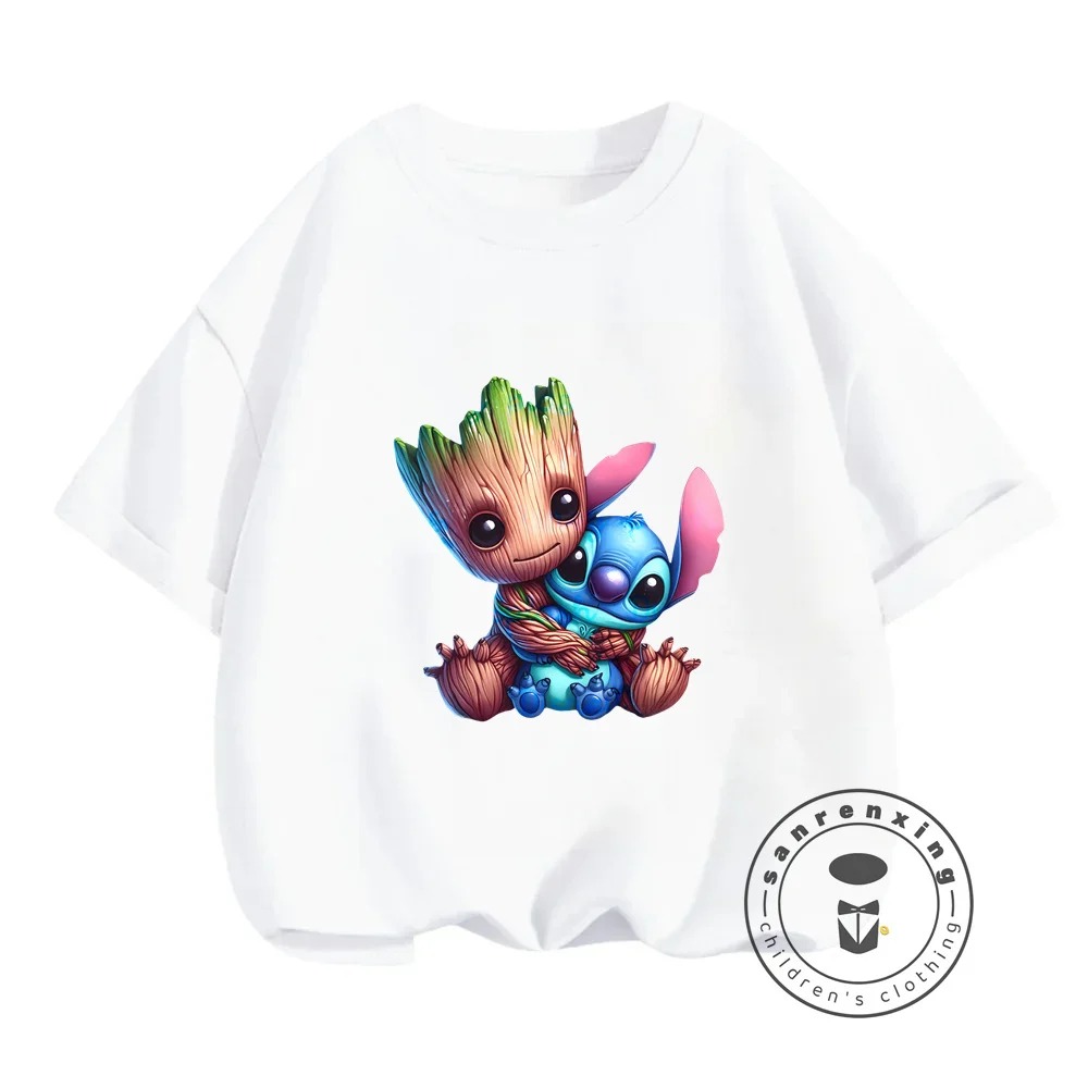 

Adorable Marvel Groot Animated T-Shirts Cute Kawaii O-Neck Fashion Tops with Superhero Cartoon Prints for Boys and Girls