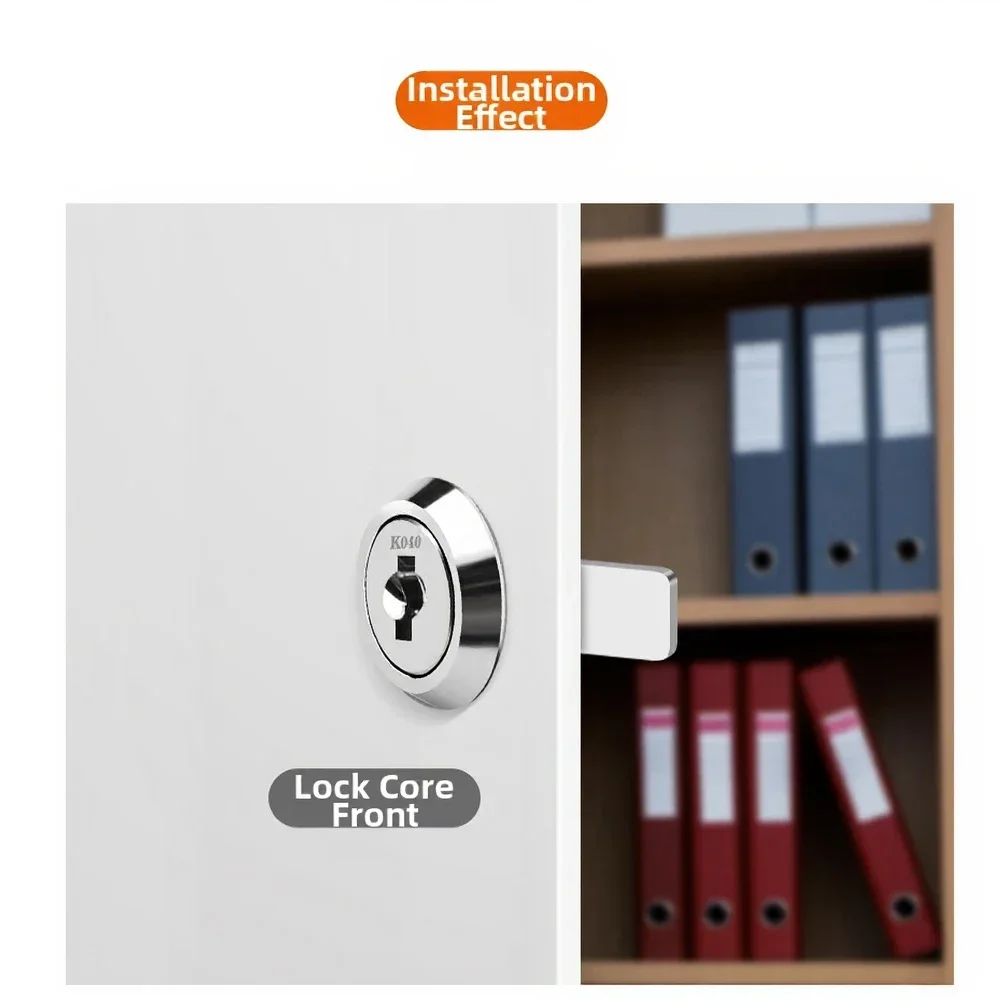 Zinc Alloy Cabinet Lock for Filing Cabinet Document Storage Drawer with 2 Keys Rust Resistant Silver Lock Size Options Available