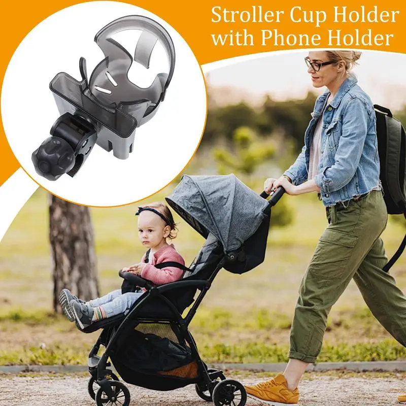 Cup Holder For Walker Drink Holder Scooter Water Bottle Cage 360 Rotatable 2-in-1 Storage Organizer Non-Slip For Wheelchair