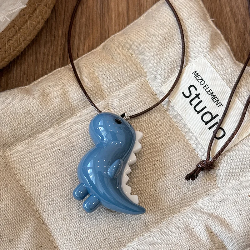 

2026 милое ожерелье с подвеской в виде динозавра в виде слона для женщин и мужчин, модное длинное веревочное ожерелье-цепочка, винтажное ювелирное изделие Y2K, аксессуары