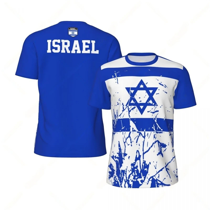 Fashion Israel Flag Graphic Football T Shirts For Men Summer Trend 3D National Emblem Printed T-shirts Casual Oversized Tees