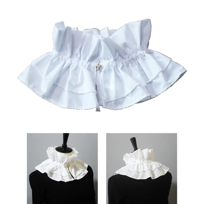 ผู้หญิง Layered Ruffle ปลอม Victorian คอ Ruff แฟชั่น Clown COLLAR ฮาโลวีน Props เครื่องแต่งกาย Dropship