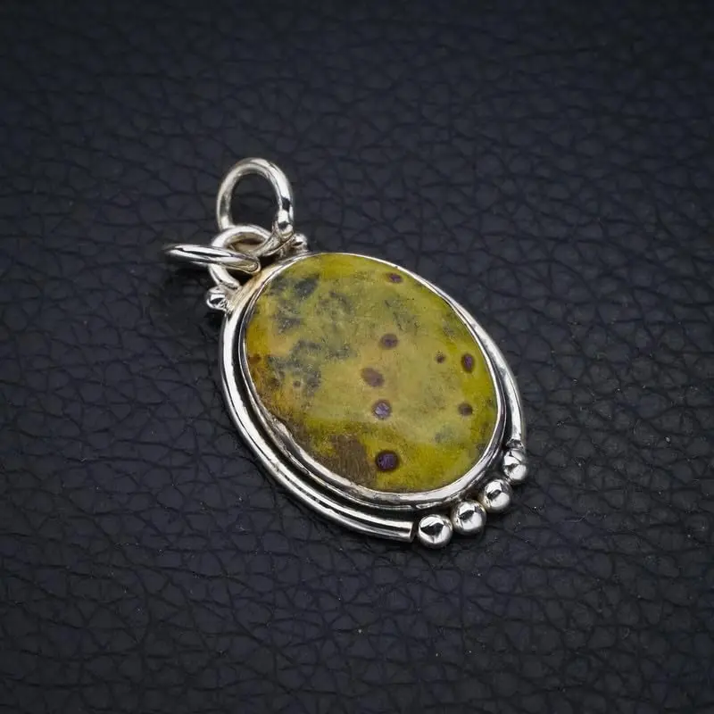 

Хеси ® Кулон ручной работы из стерлингового серебра 925 пробы с натуральной желтой яшмой, 1,25 дюйма, F4344