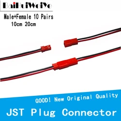 20 Stks/partij 10Pairs 100Mm 200Mm 2 Pin Jst Plug Connector Male + Female Plug Connector Cable voor Rc Speelgoed Batterij Led Lamp