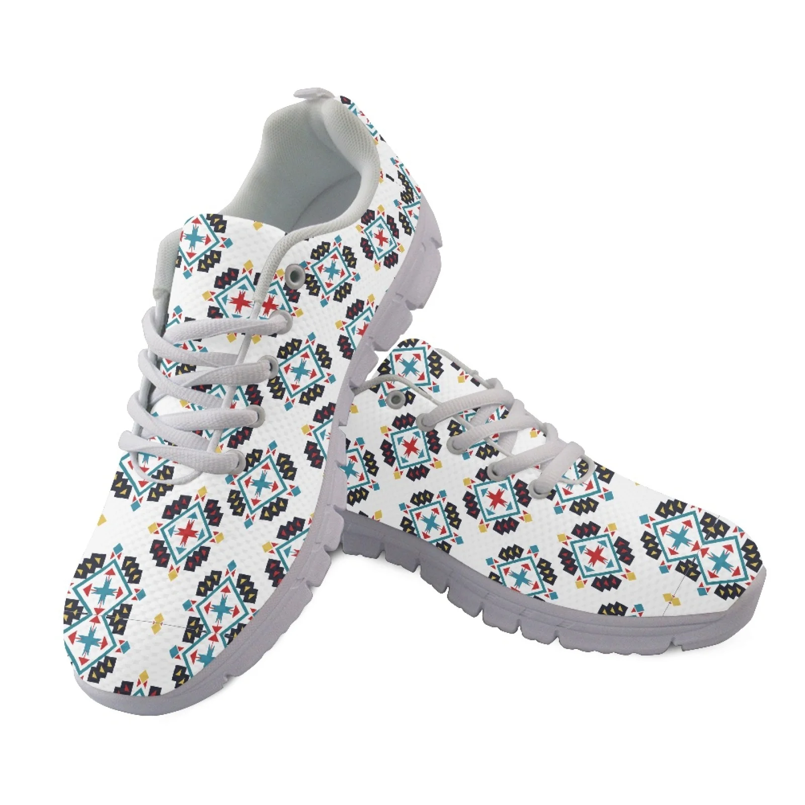 Coloranimal Geometric Diamond Print 2026 New Soft Walking Shoes for Women Mesh EVA Sole  Athletic Sneaker Running Shoes