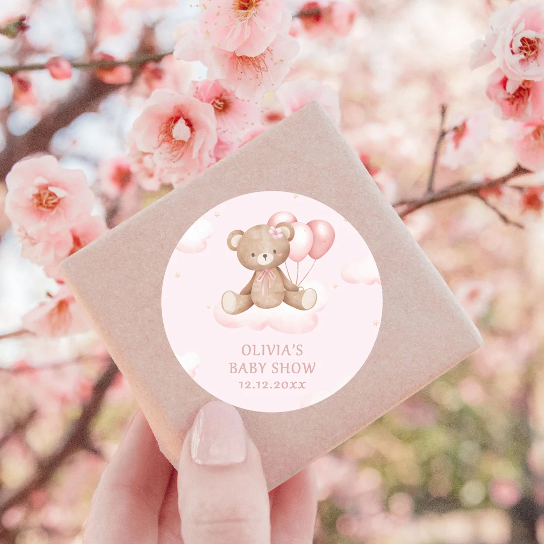 50 ملصقًا مخصصًا، ونمط كرتوني بالون وردي، وأسماء شخصية، وهدايا عيد الميلاد، وملصقات الختم، وديكورات الحفلات