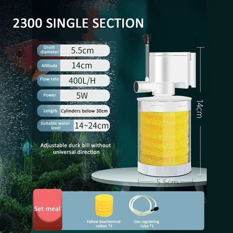 Aquarium 5 in 1 Silent Filter Turtle Fish Tank Submersible Water Pump Sponge Filter Skimmer Small Air Skimmer Aquarium