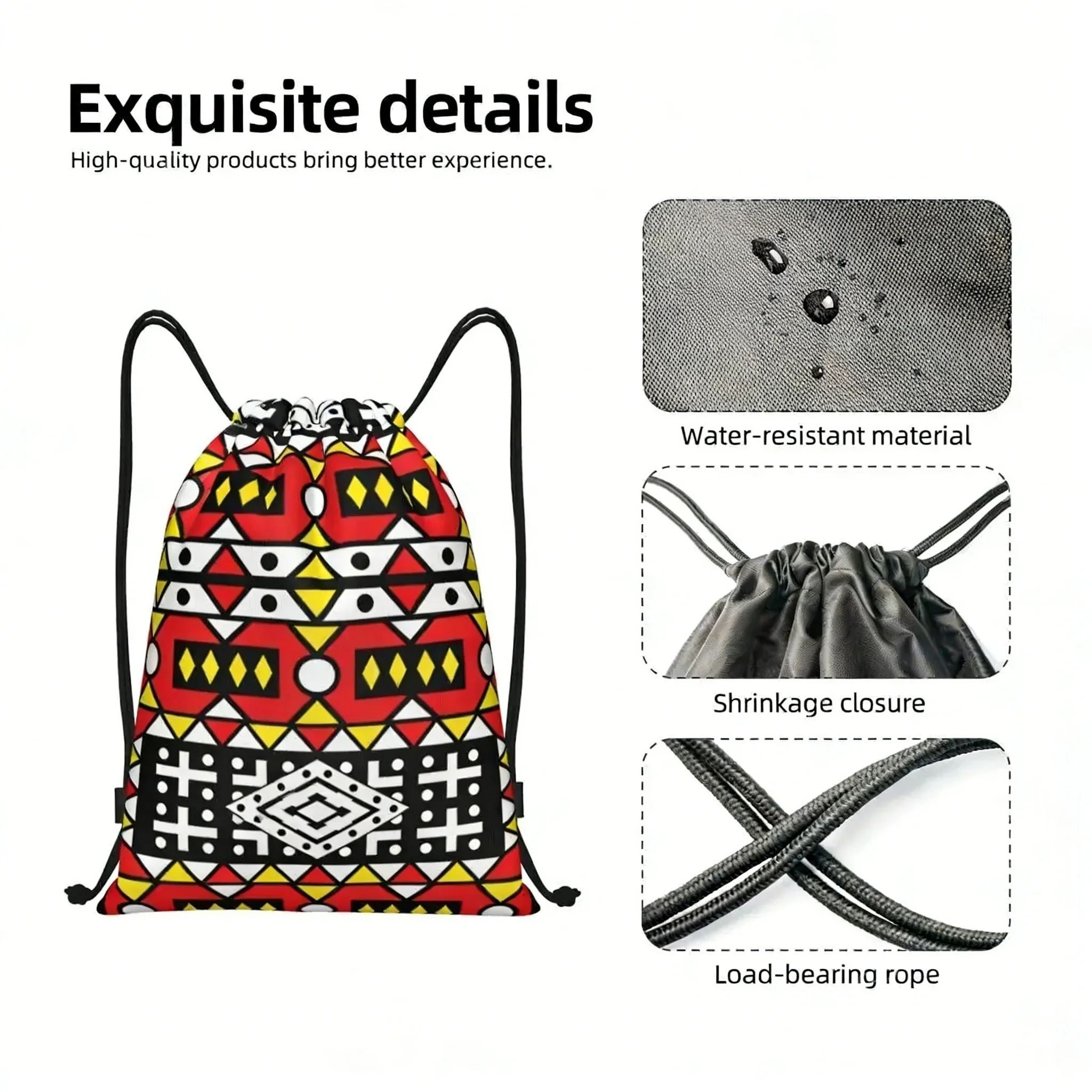 Kizomba Samakaka Ankara Custom Printed Drawstring Bag for Men and Women Gym Bag African Wax Design Shoulder Bags