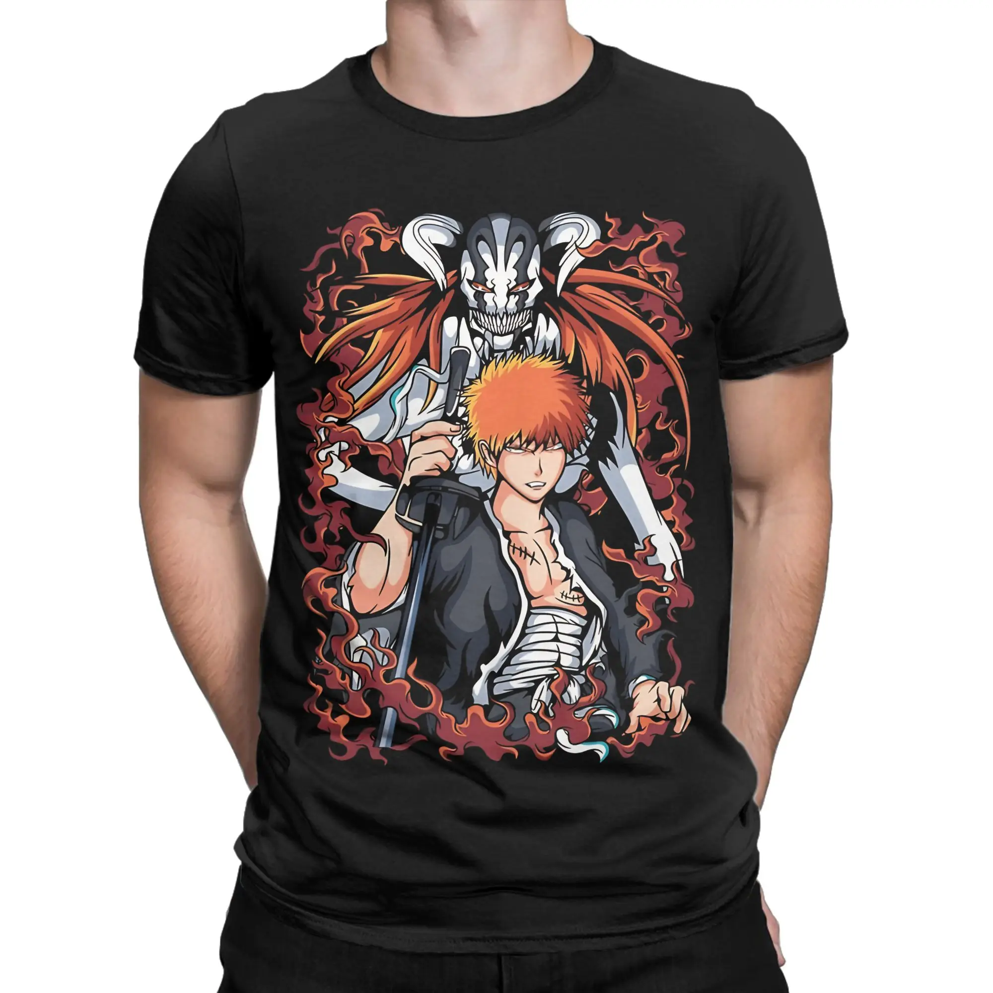 Transformed Hollow Reaper Power bleachs T-Shirt Men  Creative Pure Cotton Tee Shirt Crewneck Short Sleeve T Shirts Classic Tops