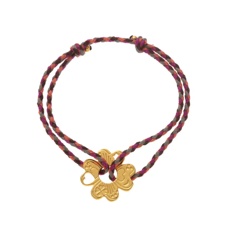 New niche retro style bracelet with moon heart and four leaf clover plated 18k color preserving stainless steel bracelet rope - Image 10