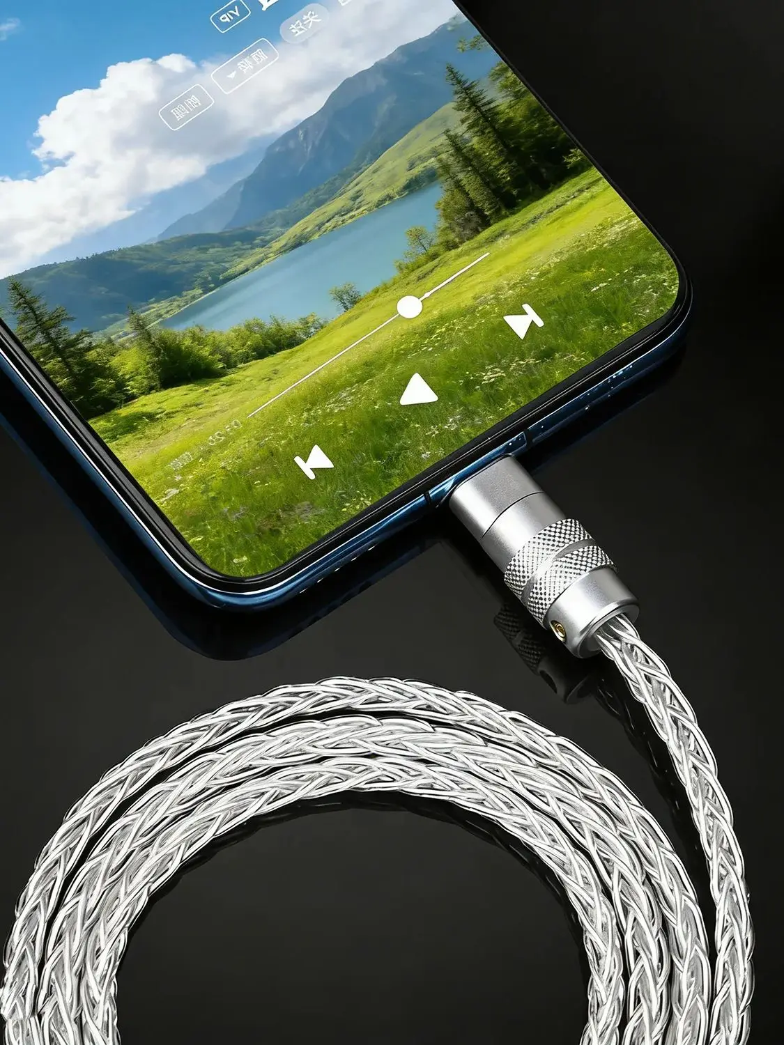 Kabel audio HIFI USB Type C do 3.5 MM 2.5MM 4.4MM Jack AUX, posrebrzany kabel audio Type-C OCC do samochodowego odtwarzacza głośnikowego — zdjęcie produktu 7