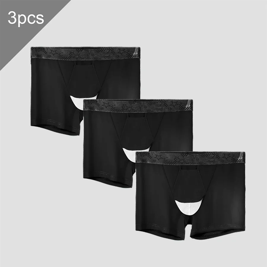 

3pc Men's varicocele panties ice silk summer thin boys scrotum cartridge split varicose boxer shorts