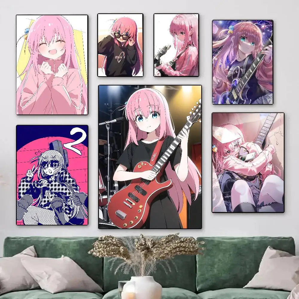 Pink Anime Girl Goto Hitori B-Bocchi The R-Rock Posters HD Print Vintage Wall Art Decor for Home Study Room