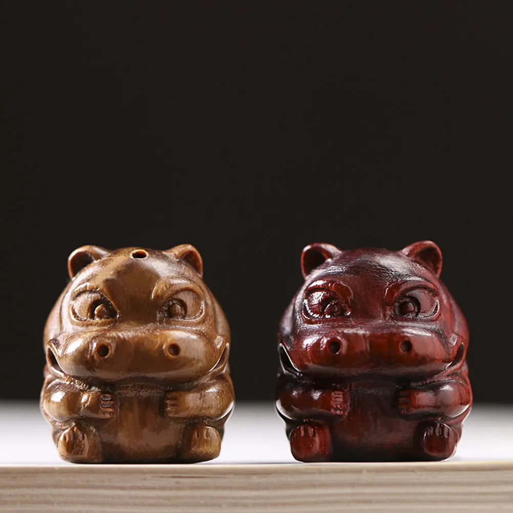 

Mini Wooden Hippo Sculpture Handmade Decoration for Home Office Desk Tabletop Adorable Animal Carving Art Piece Gift Idea