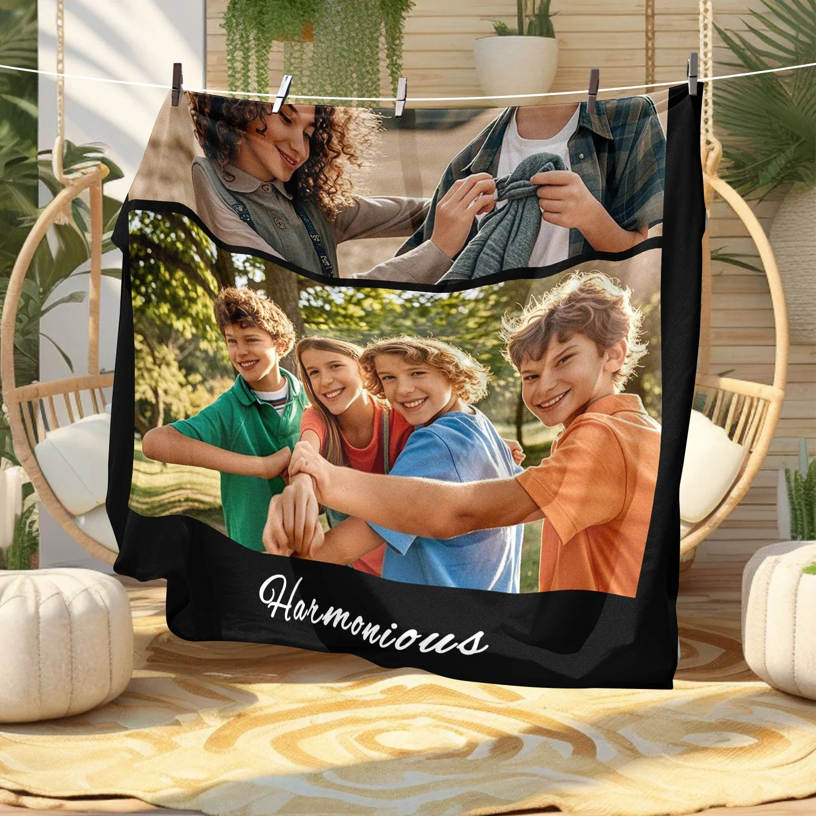 Smiling Siblings Photo Customized Blanket Birthday Gift for Siblings As A Home Decoration To Add Warmth To The Family Atmosphere