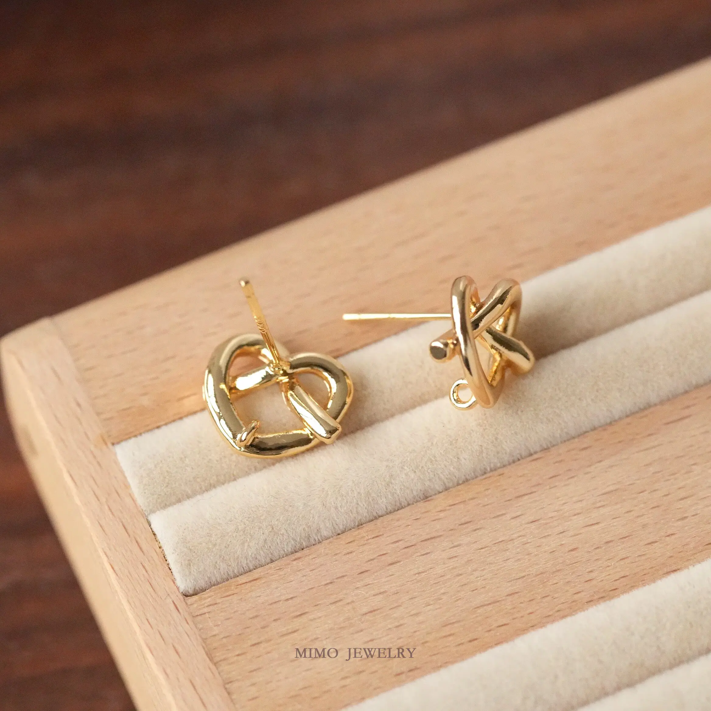 Copper-plated Real Gold, Simple Alkaline Water Knot 925 Silver Needle Earrings, Ear Clips DIY Handmade Accessories