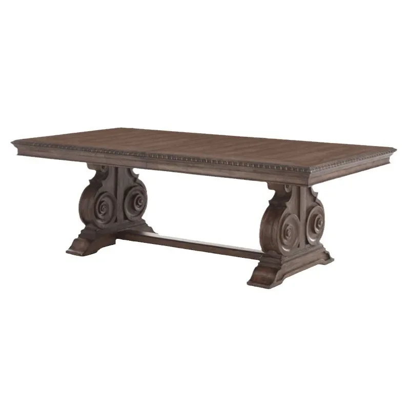 

American solid wood carving flower dining table French retro old dining table European