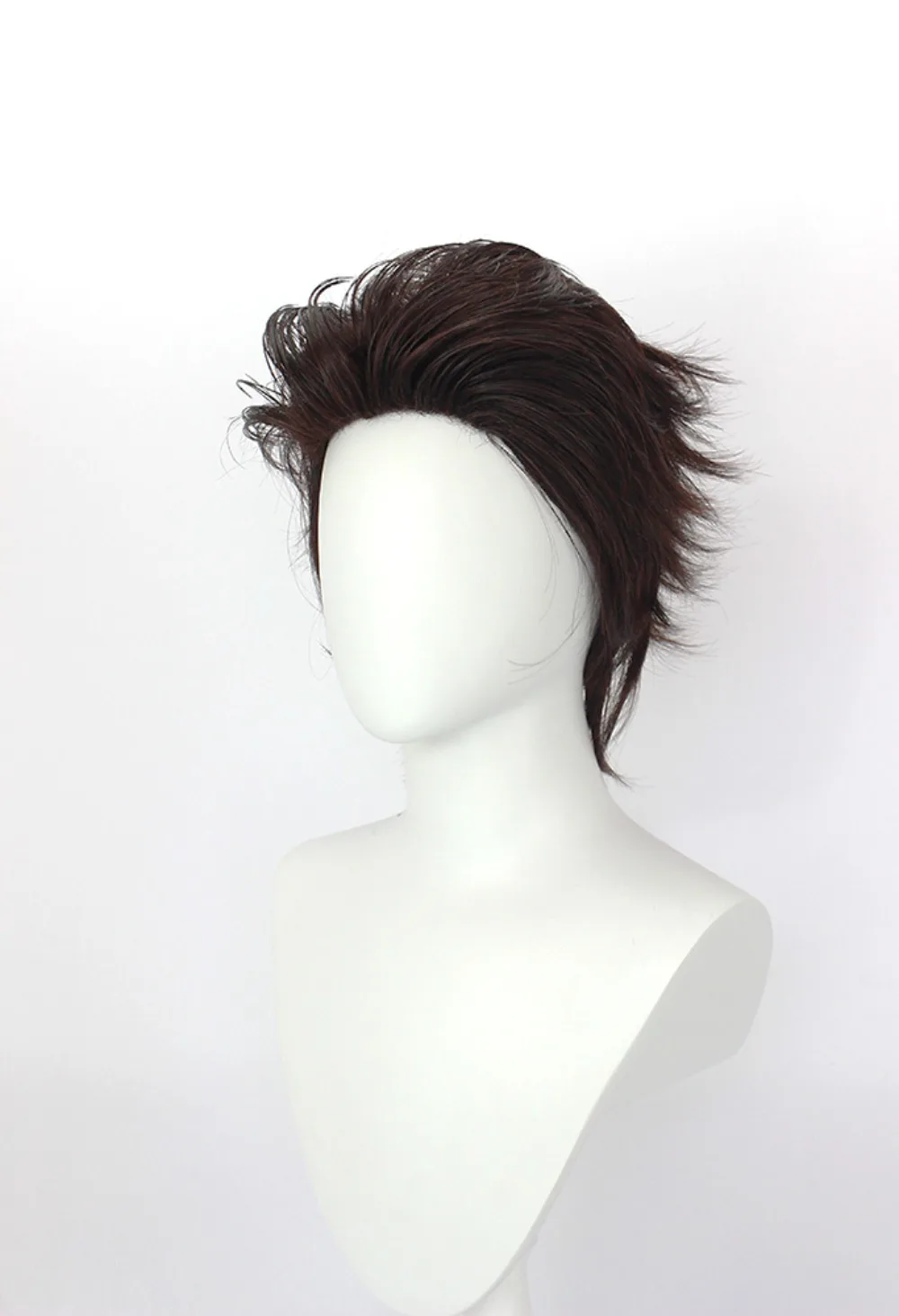 Wig Cosplay Gintama Isao Kondo Rambut Kostum Anime Gaya Ujung Terbalik Coklat Tua