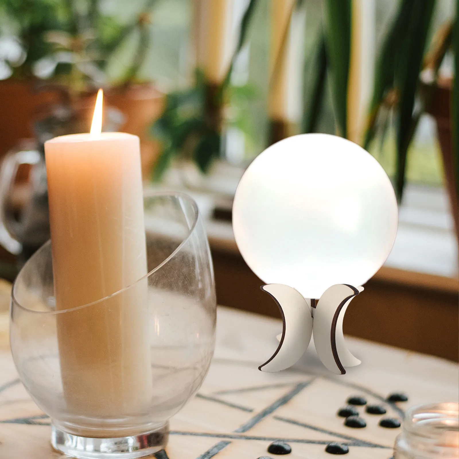 1Pcs Wooden Crystal Ball Display Stand Premium Solid Wood Pedestal Smooth Finish Compact Decorative Holder for Crystal Ball Moon