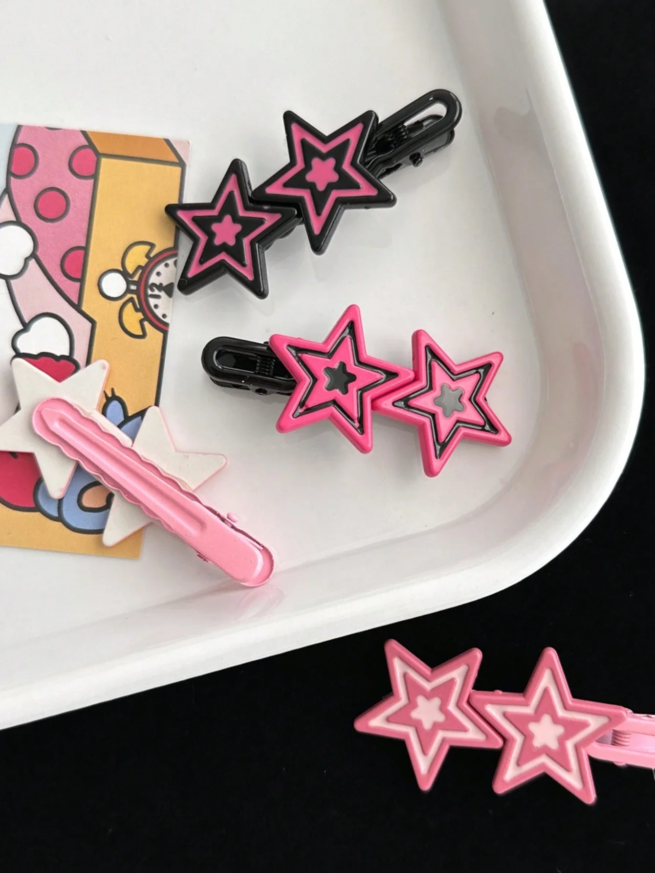 

4 шт. розовые заколки для волос в форме звезды для женщин, винтажные заколки Y2K, заколки-крокодилы, аксессуары для волос