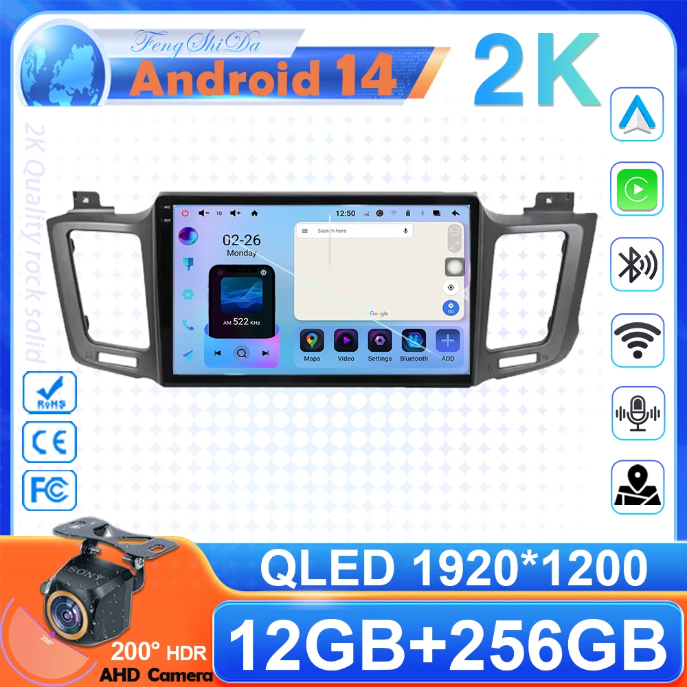 

Android 14 Car Radio For Toyota RAV4 RAV 4 2013 2014 2015 2016 2017 Multimedia Player 4G Carplay GPS Stereo Head Unit Auto