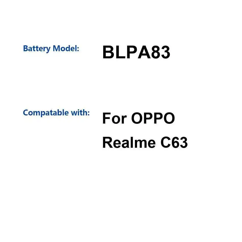 

Аккумулятор для мобильного телефона с быстрой зарядкой для Oppo Realme C63 5000 мАч BLPA83