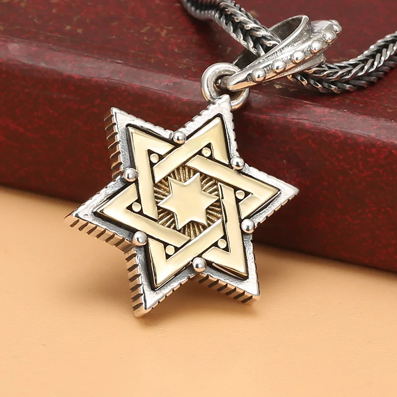 Creative Retro Wild Star of David Five-Pointed Star Pendant Necklace Men\'s and Women\'s Fashion Trend Jewelry Gifts