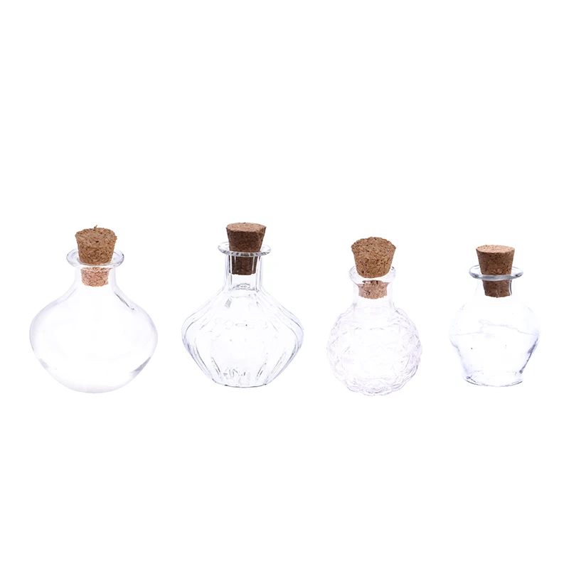 1:12 Dollhouse Miniature Storage Tank Glass Bottle with Cork Cover Mini Tiny Jar Flower Vases Model Doll House DIY Scene Decor