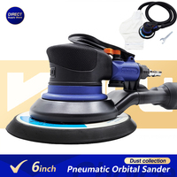 6 Inch Industrial Pneumatic Orbital Sander Polisher with Dust Extraction 10500 RPM 5mm Orbit Air Powered for Car Metal Polishing