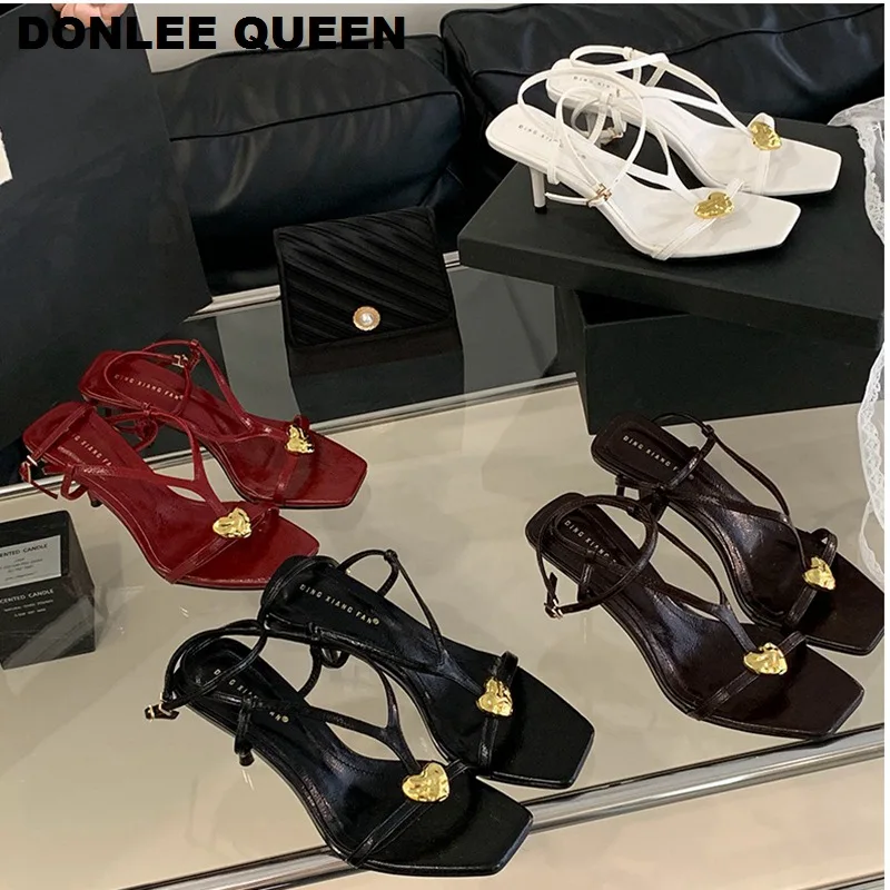 

Sexy Thin High Heels Buckle Strap Sandals Summer Pumps Shoes Women Fashion Peep Toe Slingback Sandal For Party Dress Shoes Mujer