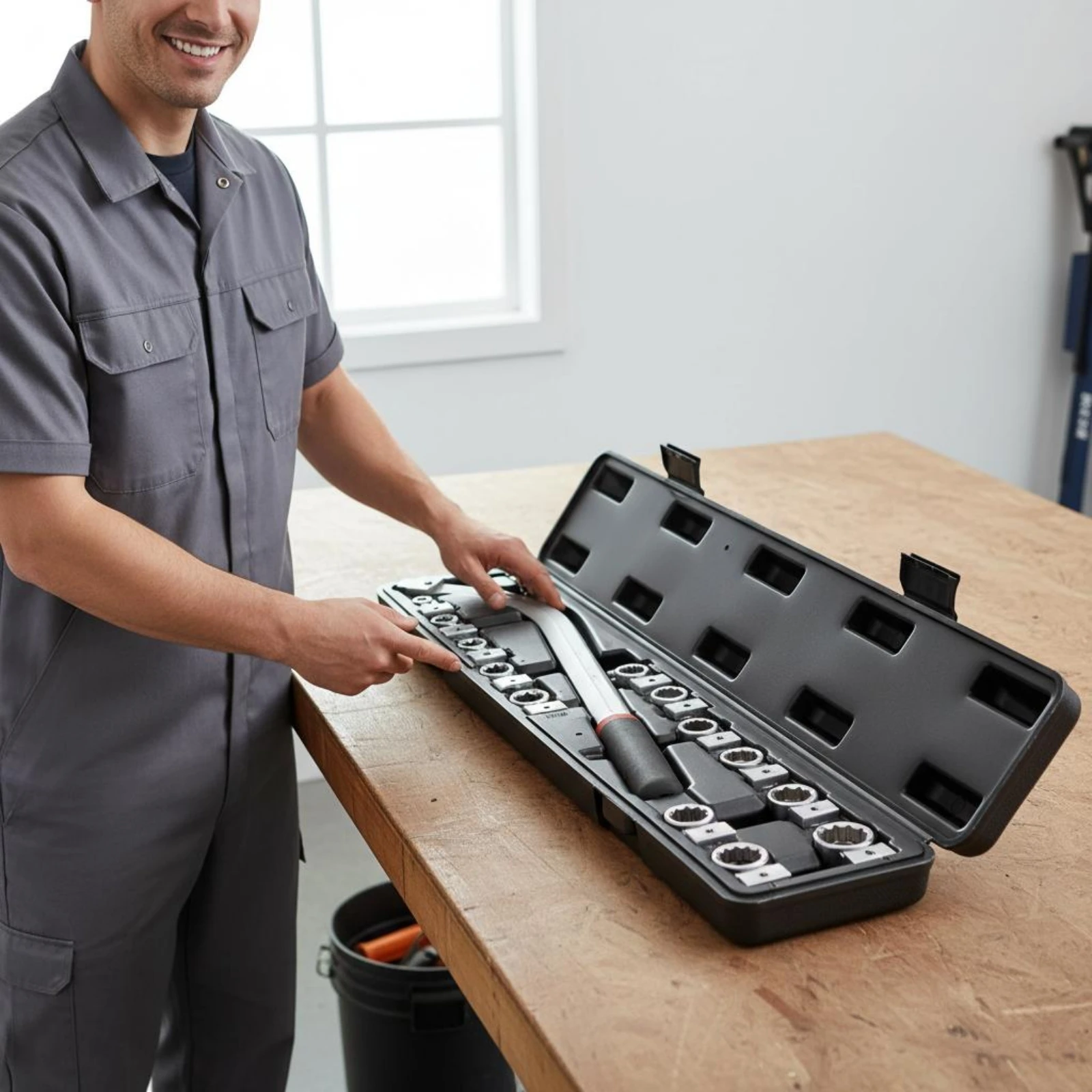 Belt Tensioner Pulley Tool Set Multi Size Idler Pulley Wrench Set Ribbed Belt Tool Kit High Strength Steel 12-Point Adapters view 5