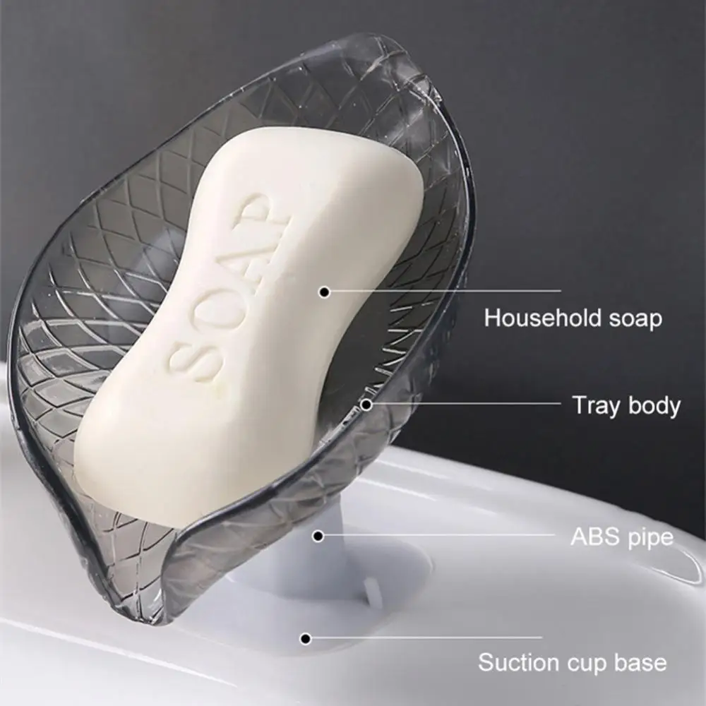 Leaf Shaped Soap Dish Suction Cup Soap Dish Holder Soap Box Sponge Soap Holder Storage Tray Soap Container for Bathroom Shower