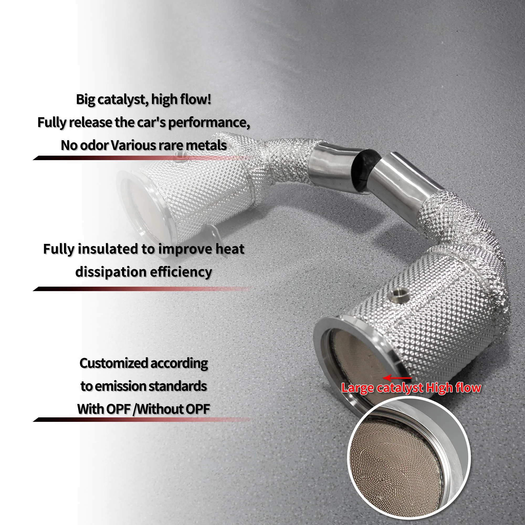 HEO For Porsche 911 992 3.0T Carrera downpipe high flow catalyst exhaust performance upgrade with heat shield