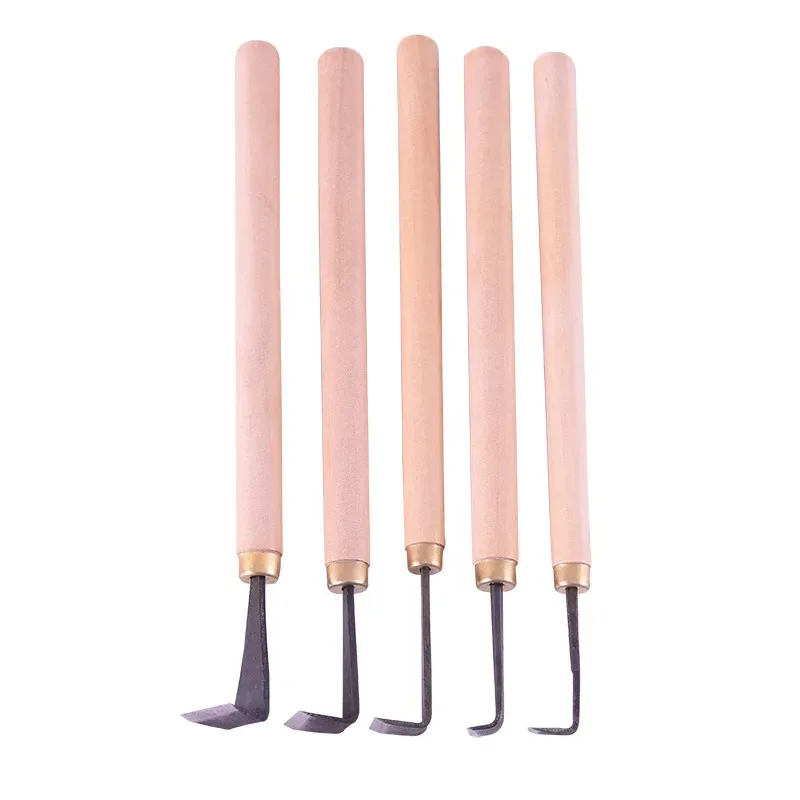 5/10/15/20/25mm Woodworking Carving Cutter 7-shaped Hook Cutter Straw Handle Burnishing Scraping Bottom Slick Manual Grave Tools