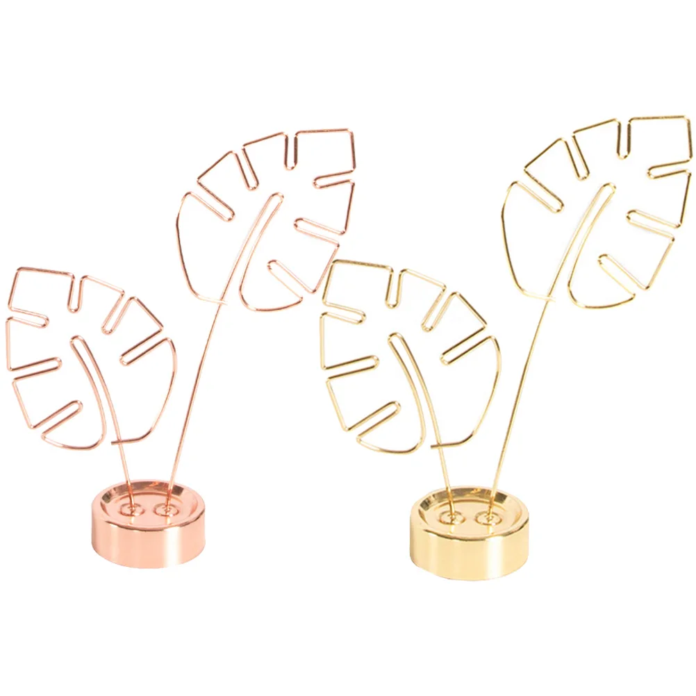 2Pcs Multi-Functional Note Clip Holder Stainless Steel Desktop Decor Memo Stand Photo Card Display Home Party Decoration