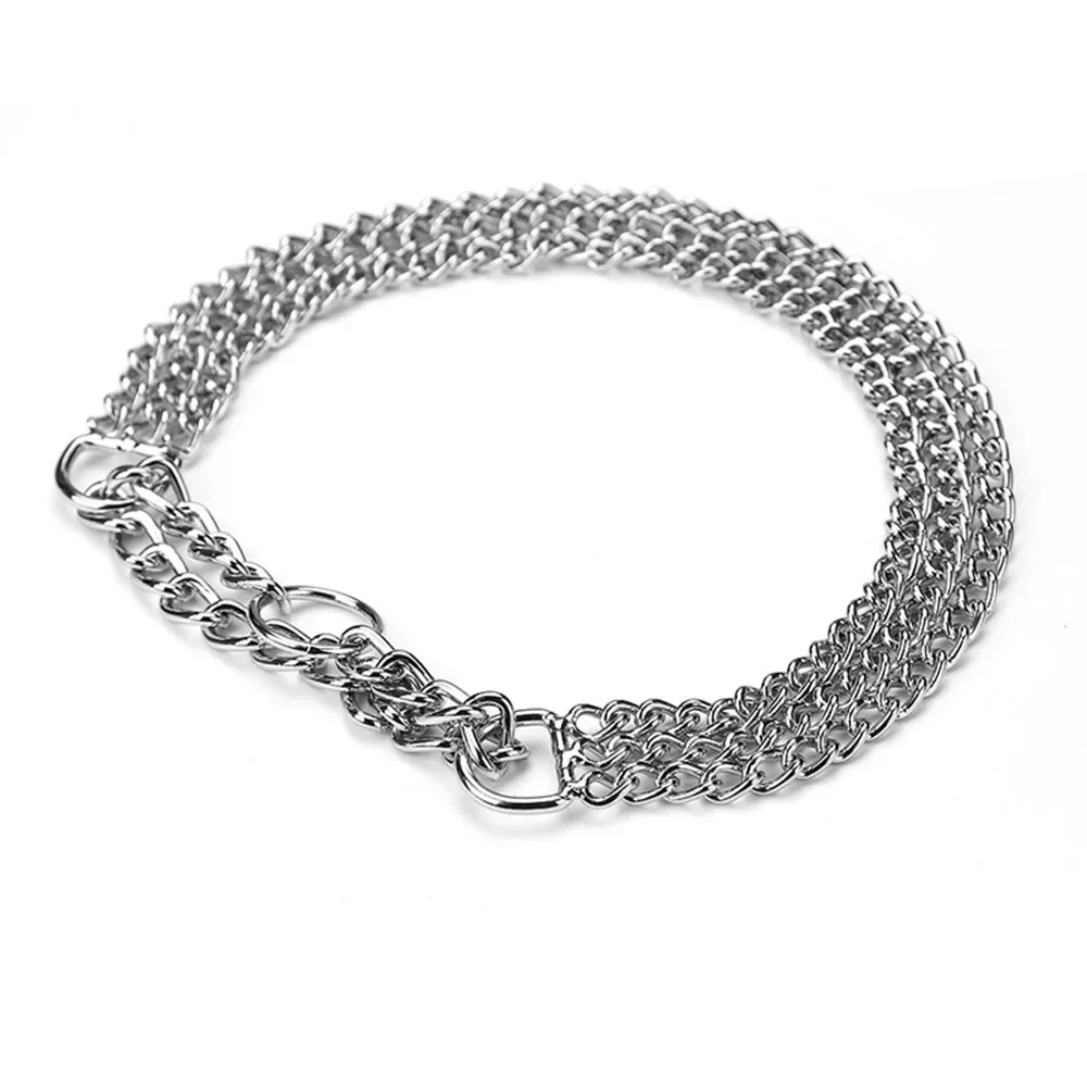 Dog Choker Collar No Pull Dog Collar Seamless Die-Casting Three Row Chain Dog Collar for Dogs Training Walking