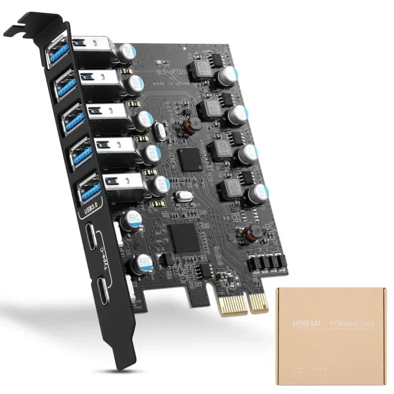 Tarjeta de expansión PCIe USB 3,0, USB-A de expansión 5X, USB-C, 2X, PCI Express, convertidor interno de concentrador USB3 para tarjeta de Host de PC de escritorio