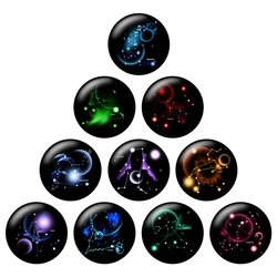 24pcs/lot Round Zodiac Glass Cabochon 10mm 12mm 14mm 20mm 25mm DIY Constellation Jewelry Making Findings & Components H181